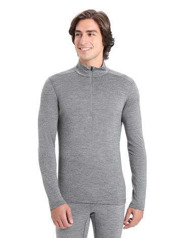 Gritstone Heather Men's Icebreaker Merino 200 Oasis Long Sleeve Half Zip Thermal Top Base Layers | USA 1360ILHS